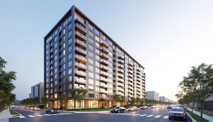 Blue Ladder Business Enclave modern commercial building with office spaces and retail shops in MIDC Dombivli