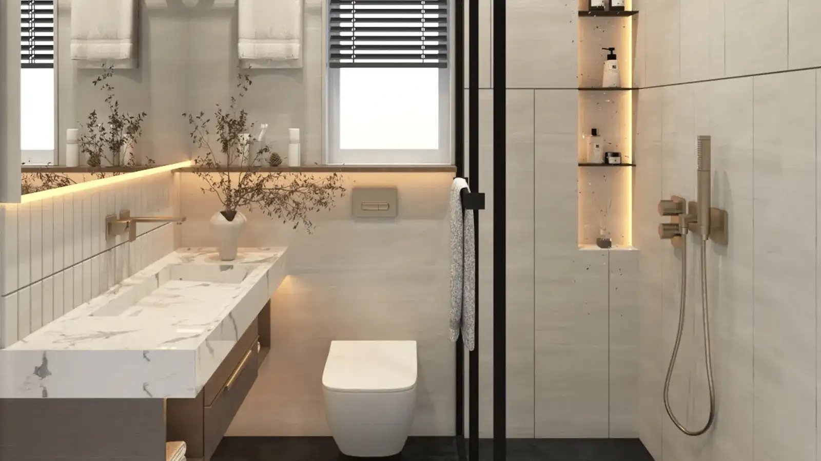 Luxury bathroom with premium fittings at Emperia Dombivli